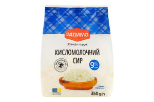 Сир кисломолочний 9% жиру 350г стабіло-пакет ТМ РАДИМО