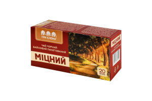 Чай чёрный байховый мелкий купажированный Крепкий Три слона к/у 20х1.5г