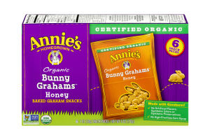 Annie's Homegrown Organic Bunny Grahams Honey Baked Honey Graham Snacks - 6 CT