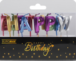 Набір свічок Buromax Happy Birthday асорті