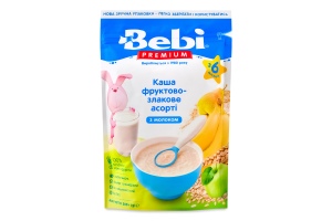 Каша молочна суха для дітей від 6міс суха швидкорозчинна Фруктово-злакове асорті Bebi Premium д/п 200г