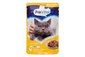 Корм для котів PreVital з куркою у желе