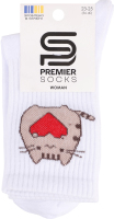 Шкарпетки жіночі Premier socks з вис.Резин. котик з серцем р.23-25 біл. арт.8300