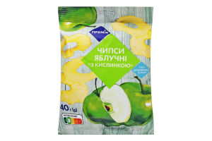 Чипси яблучні сушені різані З кислинкою Премія м/у 40г