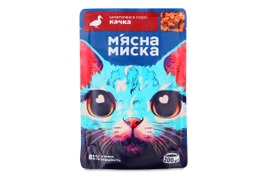 Корм д/котів Шматочки з качкою в соусі 100г пауч М'ясна миска