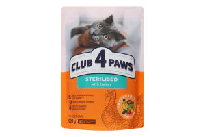 Корм д/дорослих стерилізованих котів Premium з індичкою сухий 900г Club 4 Paws