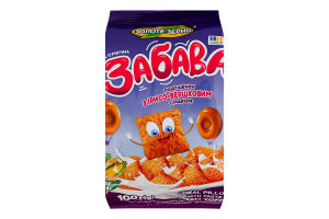Завтраки сухие с добавками с ирисо-сливочным вкусом Подушечки крупяные Вкусная забава Золоте Зерно м/у 100г