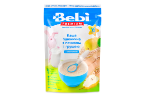 Каша молочна суха для дітей від 6міс швидкорозчинна Пшенична з печивом і грушею Bebi Premium д/п 200г