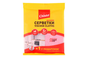 Серветки віскозні 34х35см Chisto 4шт