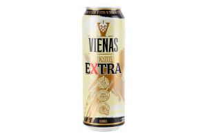 Пиво 588мл 5.2% світле фільтроване пастеризоване Extra Vienas з/б