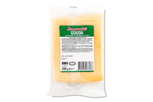 Сыр 45% твердый нарезанный ломтиками Gouda Яготинський м/у 200г