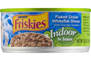 Purina Friskies Indoor in Sauce Cat Food Flaked Ocean Whitefish Dinner With Garden Greens