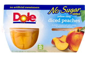 Dole No Sugar Added Yellow Cling Diced Peaches in Water Sweetened with Stevia & Monk Fruit Extracts - 4 CT