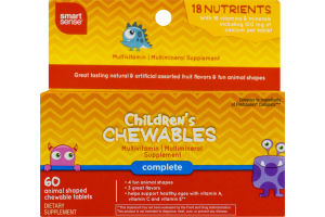Smart Sense Children's Chewables Complete Multivitamin Animal Shaped Tablets - 60 CT