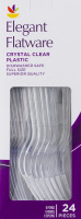 Elegant Flatware Crystal Clear Plastic - 24 CT