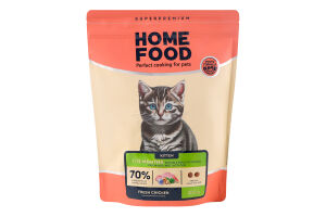 Корм сухой полнорационный для котят от 1-12мес Fresh chicken Home Food д/п 400г