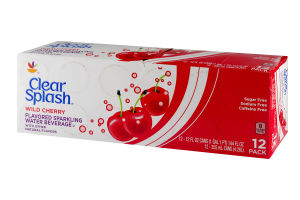 Ahold Clear Splash Flavored Sparkling Water Beverage Wild Cherry - 12 CT