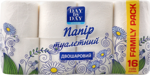 Папір туалетний 2-х шаровий Day by Day 16шт