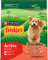 Корм сухой полнорационный для взрослых собак с говядиной Active Friskies м/у 2.4кг