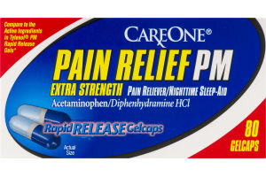 CareOne Pain Relief PM Rapid Release Gelcaps Extra Strength - 80 CT