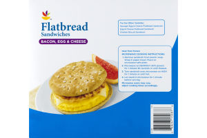 Ahold Flatbread Sandwiches Bacon, Egg & Cheese - 4 CT