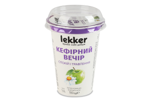 Напій кефірний 1.5% з фруктовим наповнювачем пастеризованим Яблуко-ромашка Кефірний вечір Lekker ст 180г