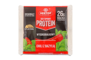 Сир плавлений Чилі з базиліком з високим вмістом протеїну скибочки 42% 130г Sertop