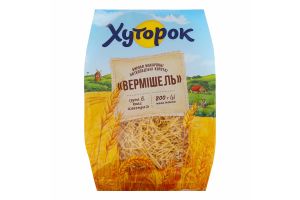 Вироби макаронні ниткоподібні короткі група B клас екстра Вермішель Хуторок м/у 800г