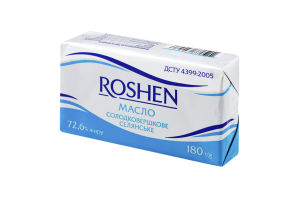 Масло сладкосливочное 72.6% Крестьянское Roshen м/у 180г