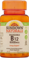 Sundown Naturals B12 6000mcg Dissolvable Microlozenges Cherry Flavored - 60 CT