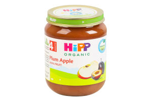 Пюре фруктовое для детей от 4мес пастеризованное Слива-яблоко Organic Hipp с/б 125г