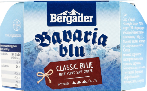Сир 70% м'який з білою і блакитною пліснявою Баварія блю Bergader к/у 150г