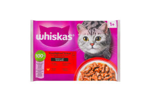 Набор кормов консервированных полнорационных для взрослых котов в соусе Whiskas м/у 4х85г