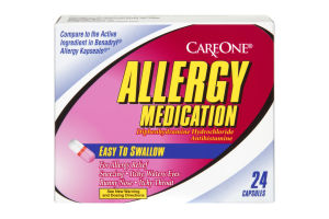 CareOne Allergy Medication Easy To Swallow Capsules Allergy Relief - 24 CT