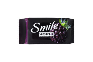 Салфетки влажные черные с ароматом ежевики Smile 50шт
