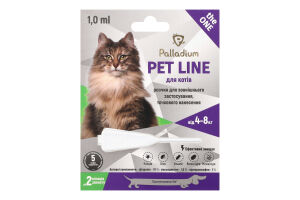 Розчин для зовнішнього застосування точкового застосування для котів від 4-8кг Pet Line Palladium 1мл