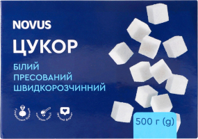 Цукор білий із цукрових буряків пресований швидкорозчинний першої категорії Novus к/у 500г