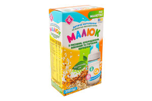 Питание детское для детей от 6мес с рисовой, кукурузной, овсяной и гречневой мукой Малюк к/у 350г