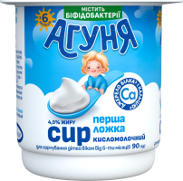 Сир кисломолочний 4.5% для дітей від 6міс з біфідобактеріями Агуня ст 90г