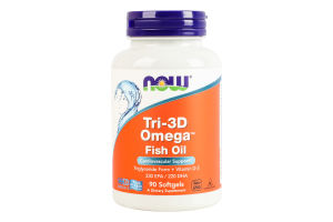 Добавка диетическая мягкие капсулы Tri-3D Оmega fish oil Now 90шт