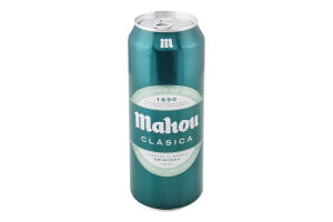 Пиво 500мл 4.8% світле фільтроване пастеризоване Clasica Mahou з/б