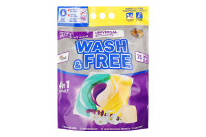 Засіб для прання в капсулах 4in1 Жасмин та Лаванда з марсельським милом Universal Wash&Free 75x21г