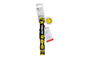 Нашийник д/собак Смайли на чорному з QR паспортом нейлон пластиковий фастекс р.М 20мм L28-40см WauDog