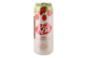 Сидр 0.5л 4.5% газированный пастеризованный со вкусом земляники Kiss ж/б
