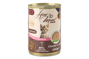 Корм д/кошенят з куркою 400г ж/б How Meow