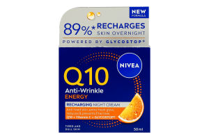 Крем проти зморщок нічний для стомленої та тьмяної шкіри Відновлення сяйва Енергія Q10 Nivea 50мл
