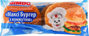 Булочка бутербродная Макси Бургер с кунжутом Bimbo м/у 4х82г