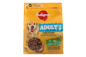 Корм сухой полнорационный для взрослых собак С домашней птицей и овощами Pedigree м/у 2.6кг