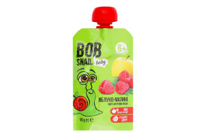 Пюре фруктово-ягідне для дітей від 6міс гомогенізоване Яблуко-малина Baby Bob Snail д/п 90г
