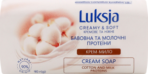 Крем-мыло туалетное твердое Хлопок и молочные протеины Luksja 90г